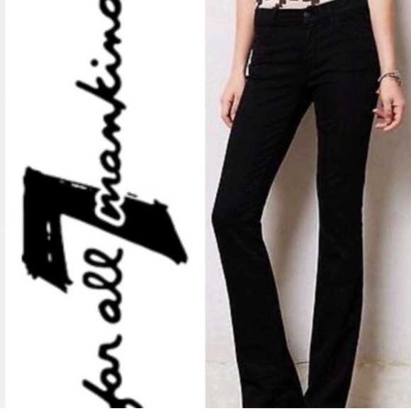 New 7 FOR ALL MANKIND Black Bootcut Denim Jeans Rhinestone Label NWT $235 Dark - Picture 1 of 12